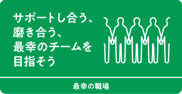 サポートし合う、磨き合う、最幸のチームを目指そう　最幸の職場